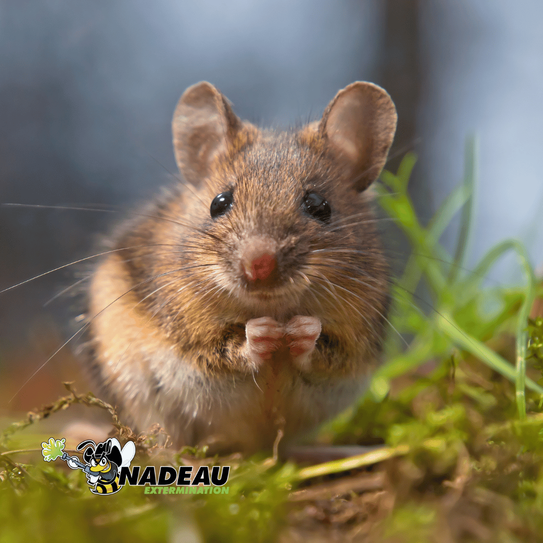 souris en gros plan dans le gazons, identification de rongeur, nadeau extermination