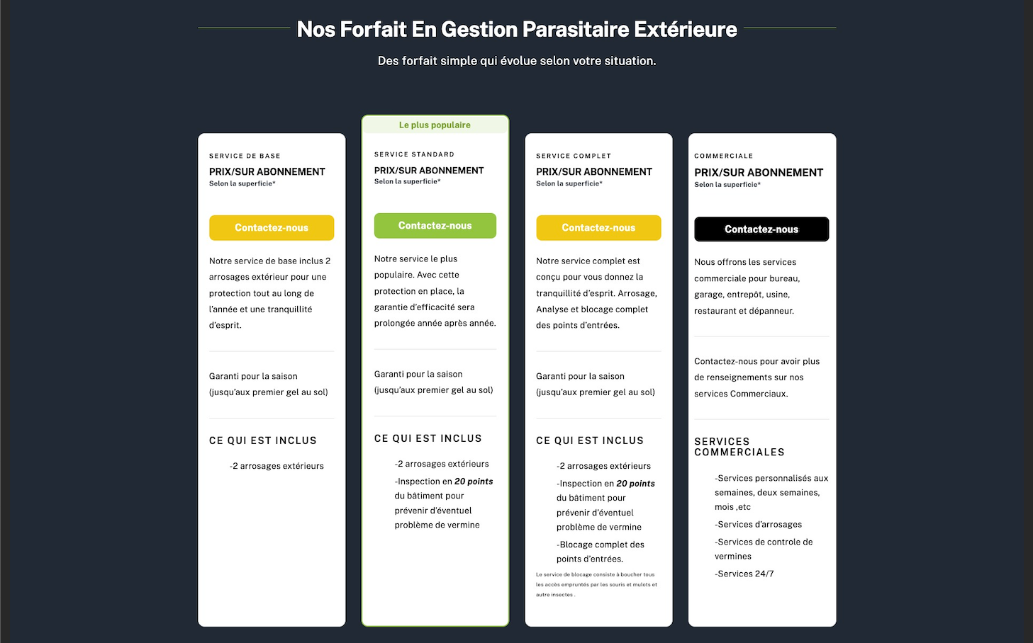 image avec les forfaits en gestion parasitaire extérieure de nadeau extermination.
